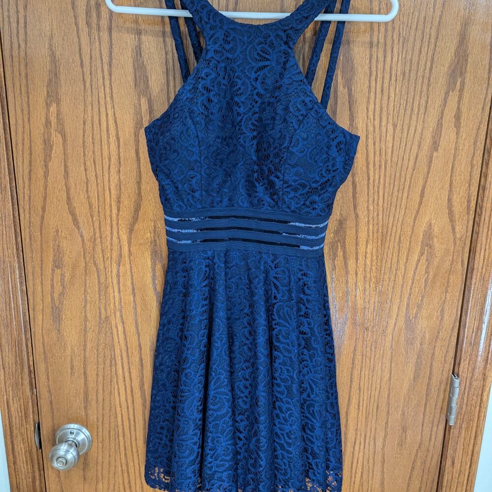 City Studio Navy Blue Lace Mini Dress Size 5